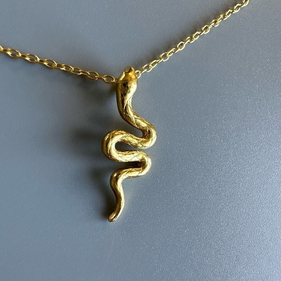 14K Gold Vermeil Snake Necklace - Picture 5 of 13